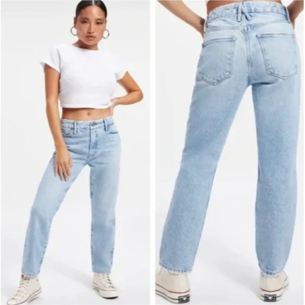 Good American Good Girlfriend High Rise Straight Leg Jean Size 12/31